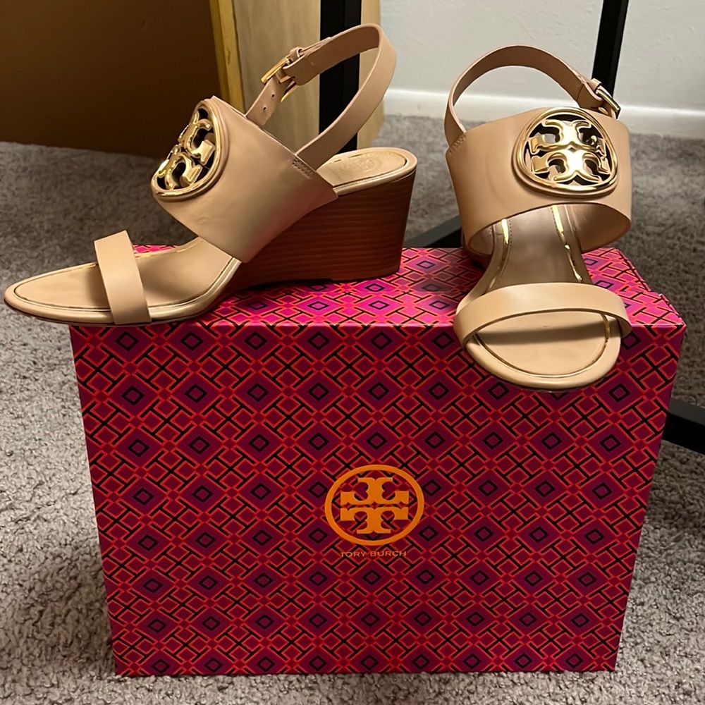 WORN TWICE!!! Tory Burch Miller Wedge Sandals